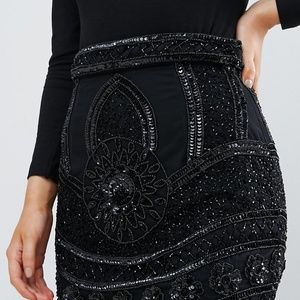 Maya Black Embellished Detail Maxi Skirt